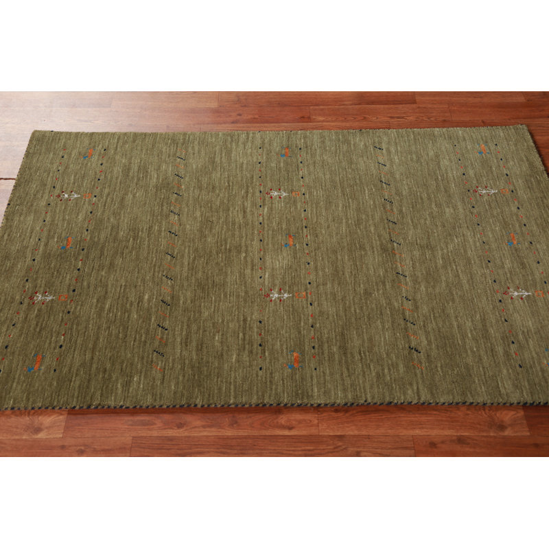 Green Gabbeh Indian Accent Rug 3x5