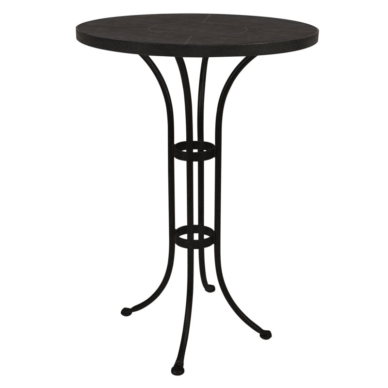 Outdoor Round Counter Table, Pallazo White, Graphite, 42.5" H x 42" W x 42" D 
