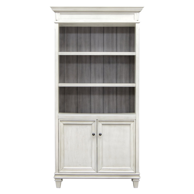 Bibliothèque standard en bois massif Django, Lin blanc / gris