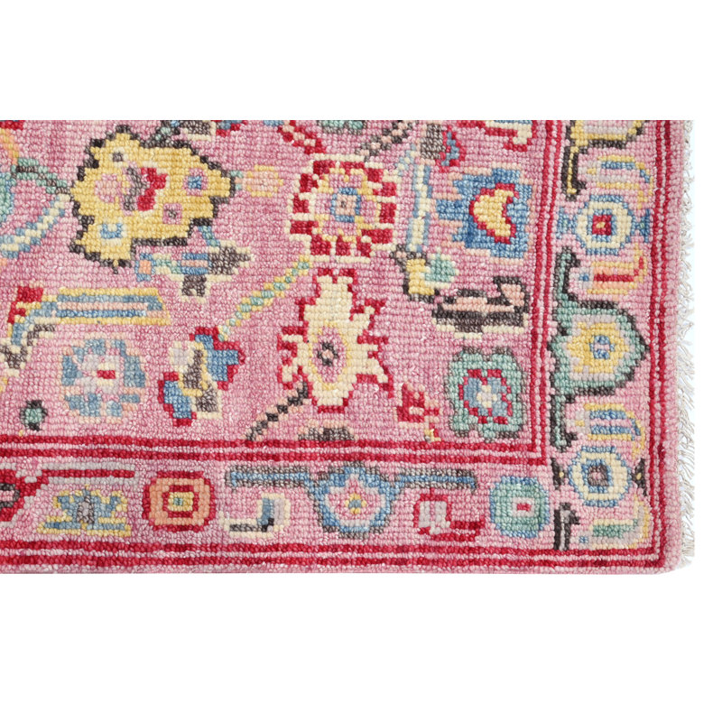 Hand-Knotted Pink Oushak Runner, Runner 2'6" x 14'