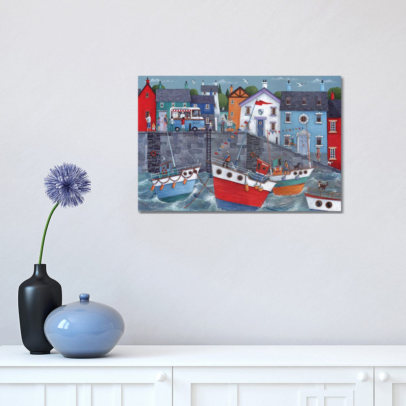 Seaside Promenade by Peter Adderley - Wrapped Canvas Print, 30.48 cm H x 45.72 cm W