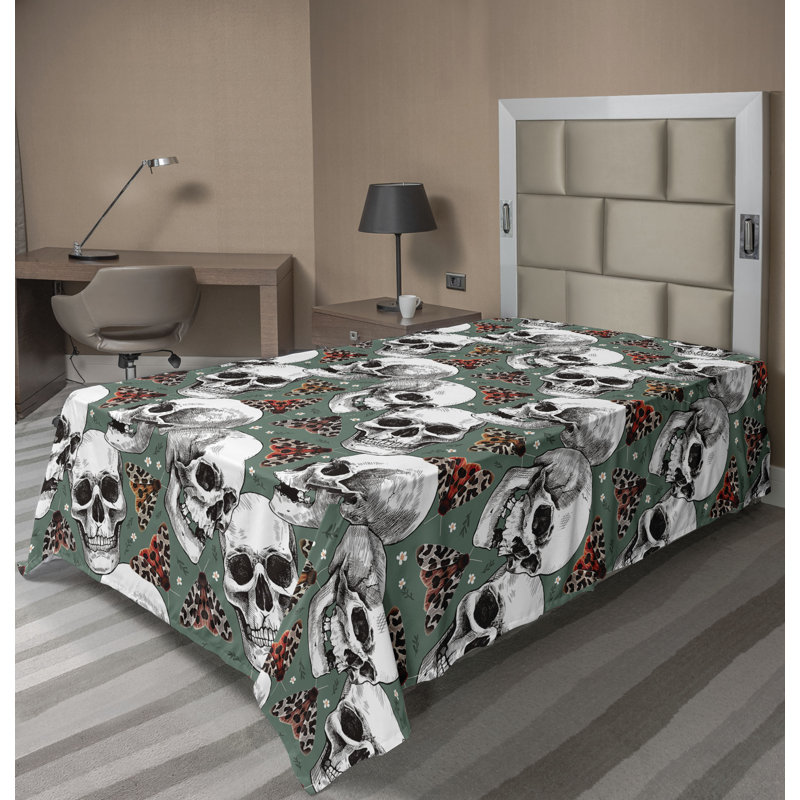 Drap plat Ambesonne Gothic Moth, Drap plat pour lit simple TG