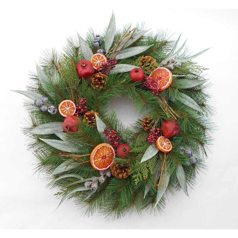 24" Pomegranate Orange Wreath