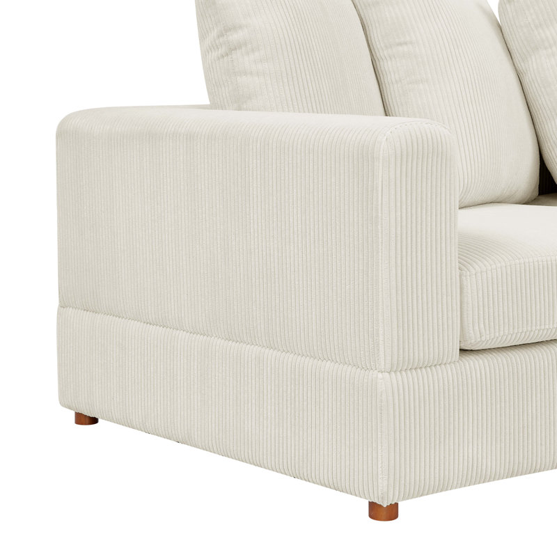 Canapé modulaire 6 pièces Belandina, Velours côtelé crème 2