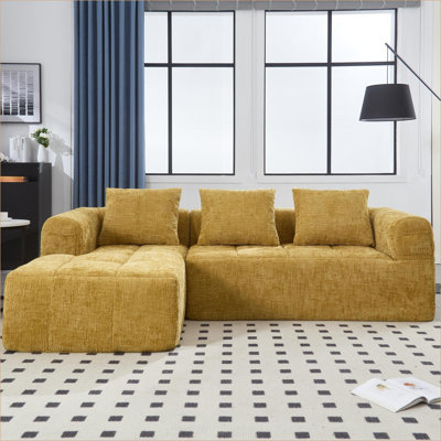 Canapés modulaires, méridienne moderne en L de 98,4 po pour le salon, poches latérales, assemblage sans outil