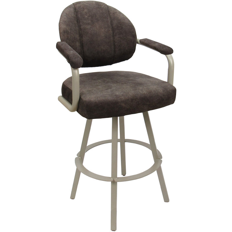 Tabouret de bar pivotant en métal Loyce - hauteur de siège de 26 po, Frêne / beige