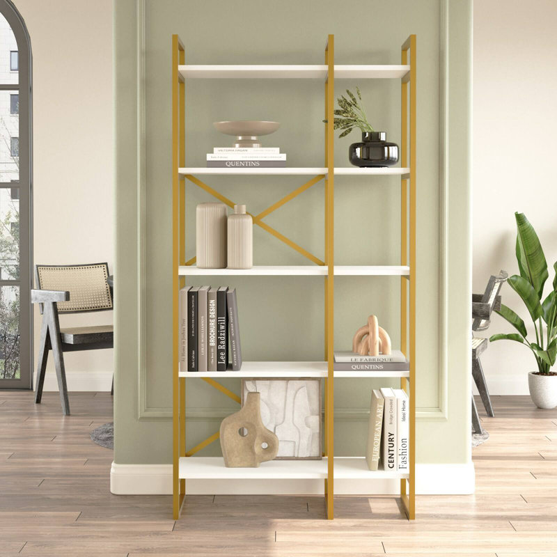 Linton Bookcase, White/Gold