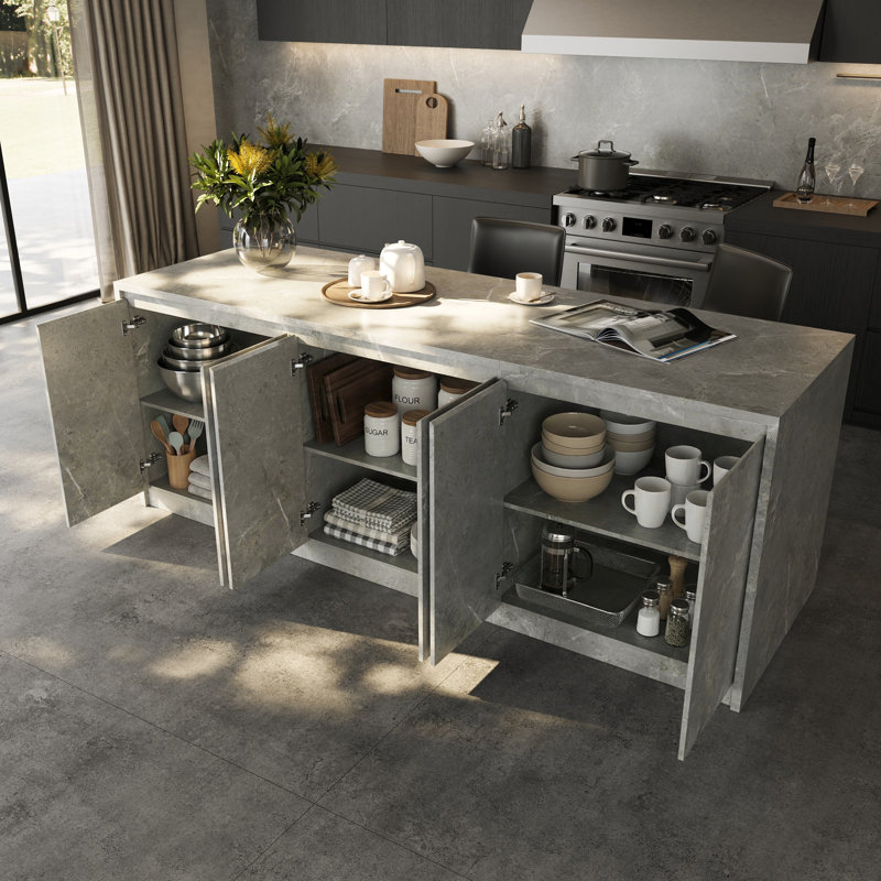 94.5"W Large Kitchen Island Double Side