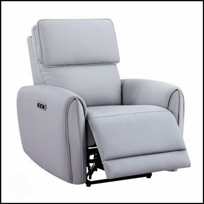 Jeromie Gray Synthetic Leather Power Motion Recliner With USB And Type C Ports For Comfort And Convenience