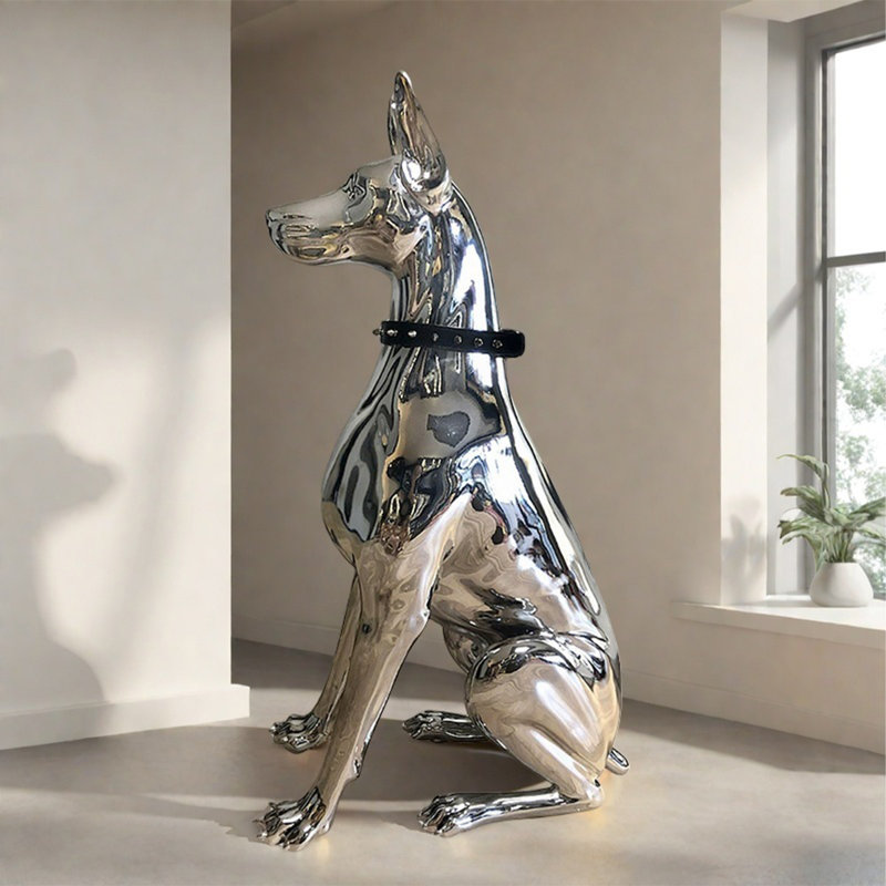 Article décoratif en fibre de verre Doberman Pinscher de style européen