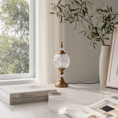 Lampe de table rétro en verre embossé