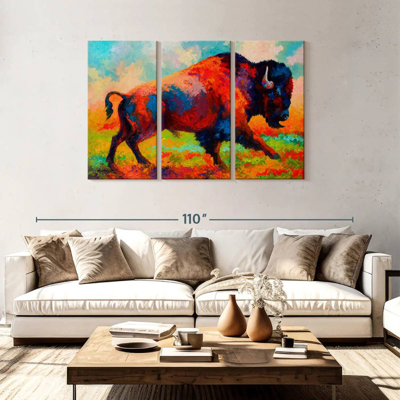 Brampt Bison Running Free, 48" H x 74" W