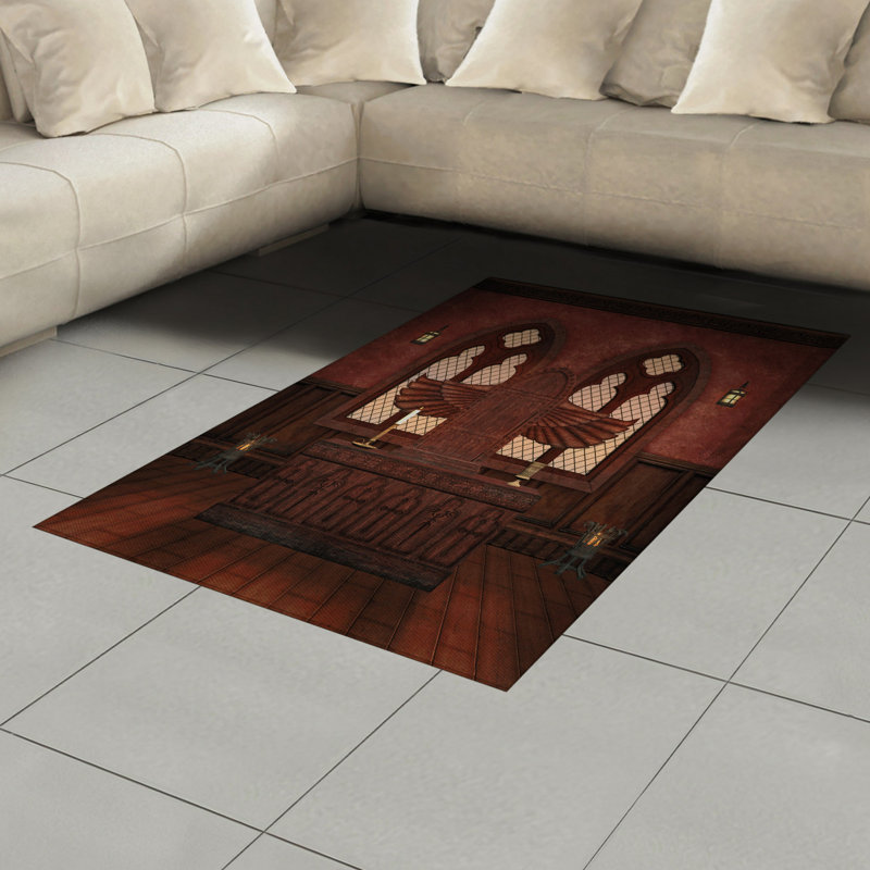 Gothic High Density Long Fiber Poly Threads Decorative Area Rug Carpet, Rectangle 4' x 5'8"