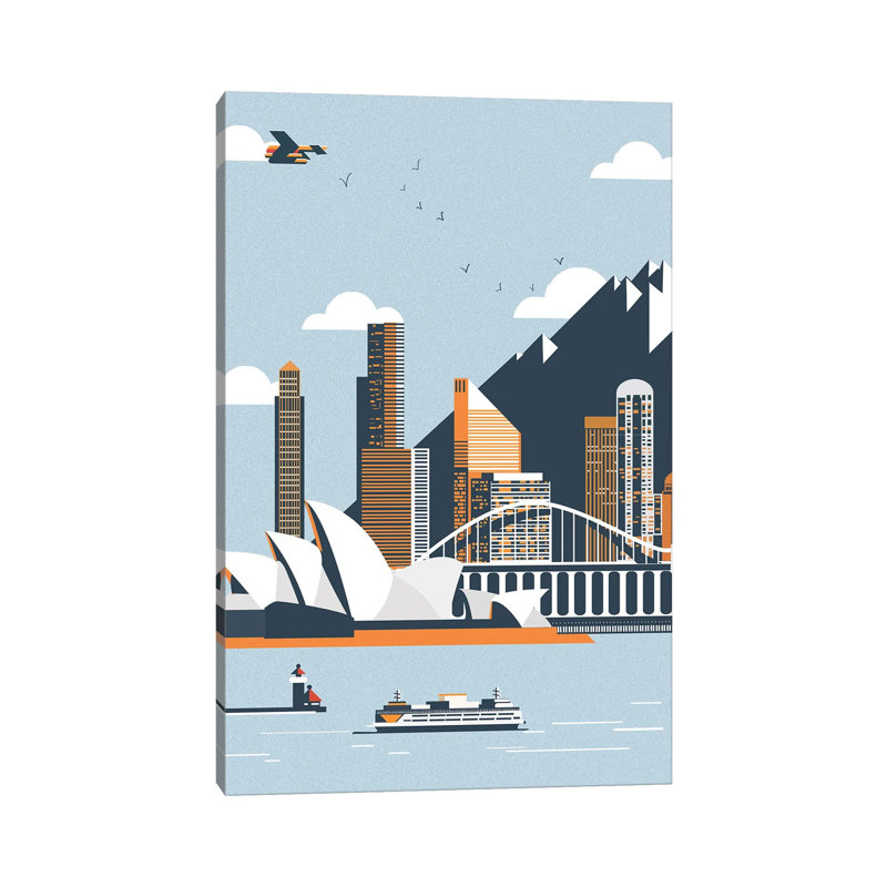 Sydney City Landscape 1 Piece Wrapped Canvas Wall Art, 101.6 cm H x 66.04 cm W x 3.175 cm D
