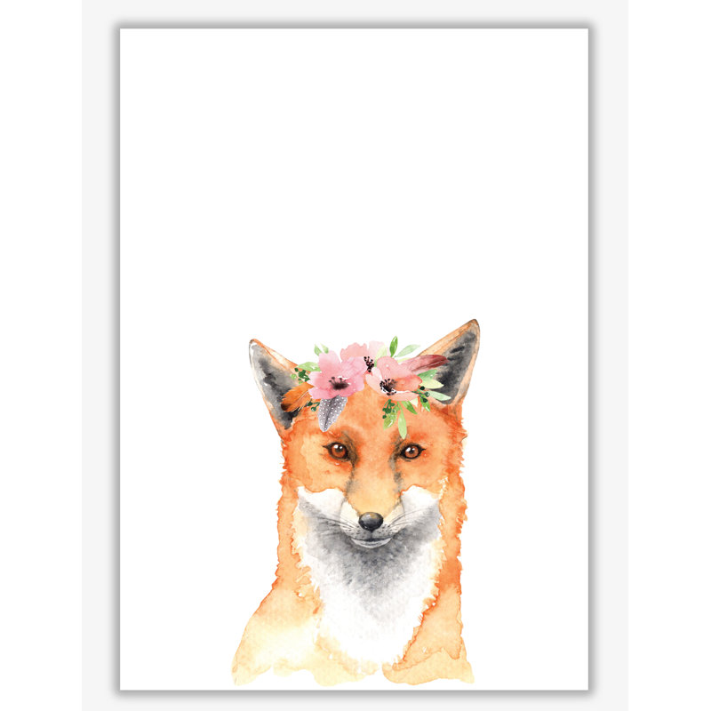 Forest Friends, Floral Fox - Painting, No Frame, 85 cm H x 60 cm W x 1 cm D