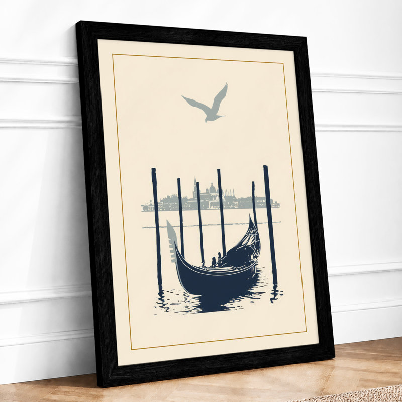 Moored Gondola Minimalist - Print, A2 - 59.4 x 42.0 cm, Black