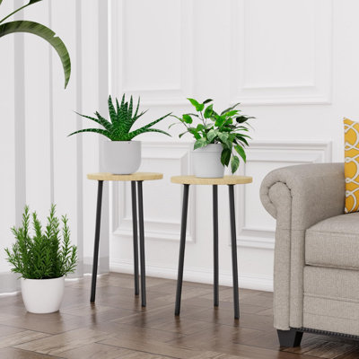Petite table ronde pour plante d'intérieur en bois 20 pouces Mid Century Modern Decor