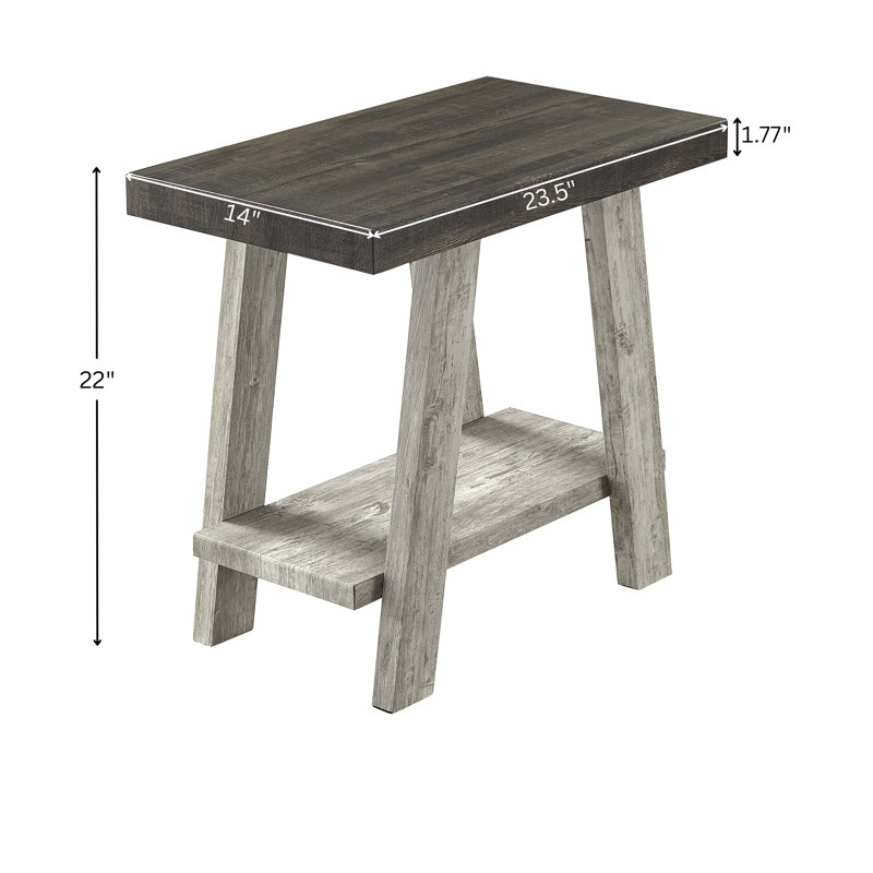 Table d'appoint en bois bicolore gris et gris Athènes, Noyer vieilli, Gris
