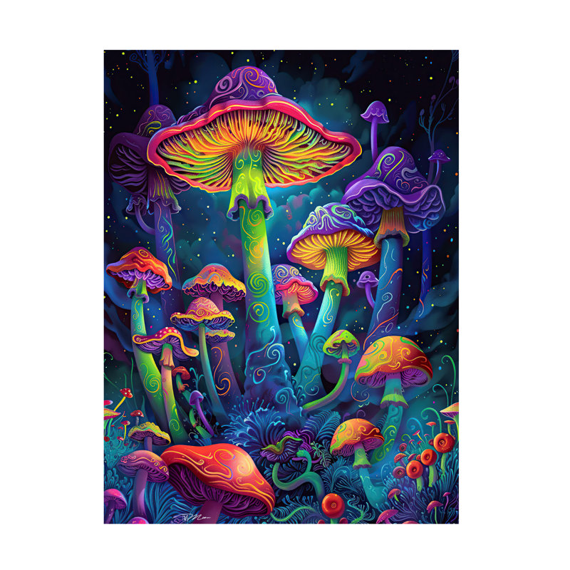 Art sur toile champignon bolognaise «Momart», H 14 po x l 19 po