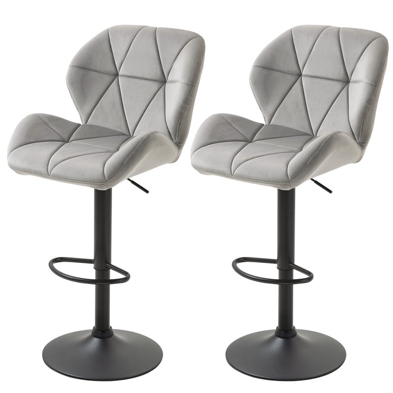 Amarchand Swivel Adjustable Height Counter Stool with Metal Frame, Light Grey