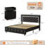 Ensemble de chambre à coucher 3 pièces, avec lit plateforme capitonné en similicuir et table de chevet DEL-1938109943-1938109941