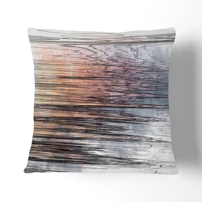 Abstract Square Throw Cushion, Black, 55cm H x 55cm W x 20cm D