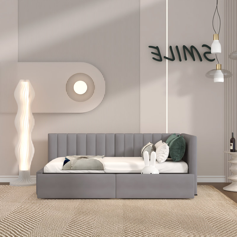 Lit de jour simple Jordyne, gris