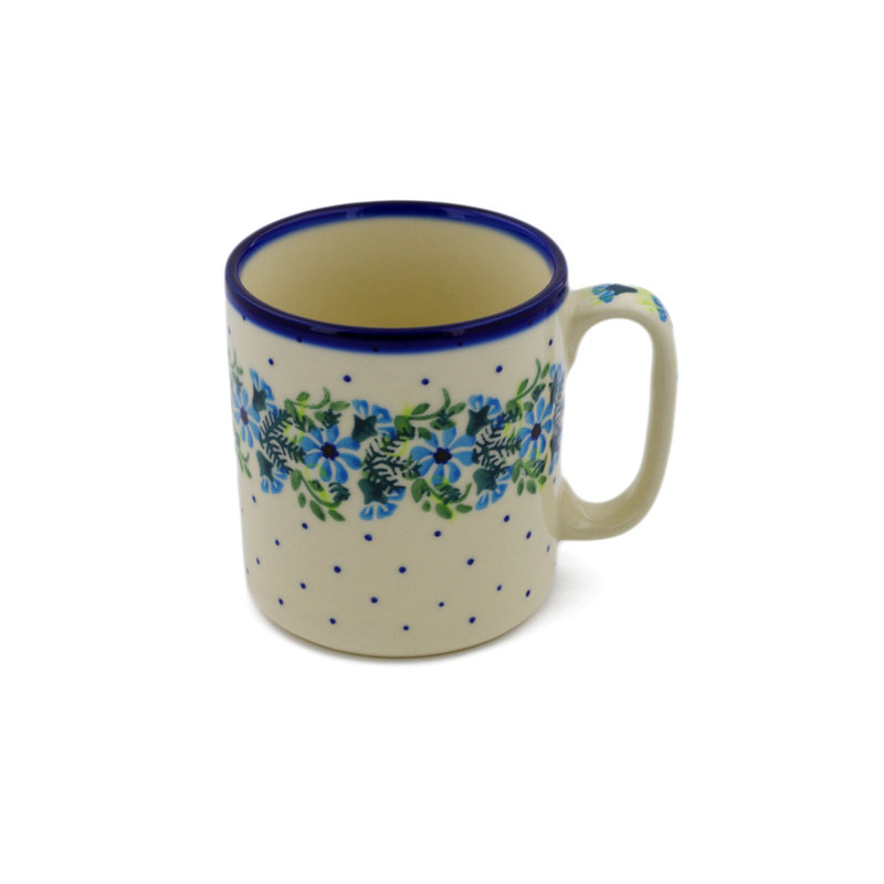 Handmade Stoneware Coffee Mug, 1, Blue Wreath