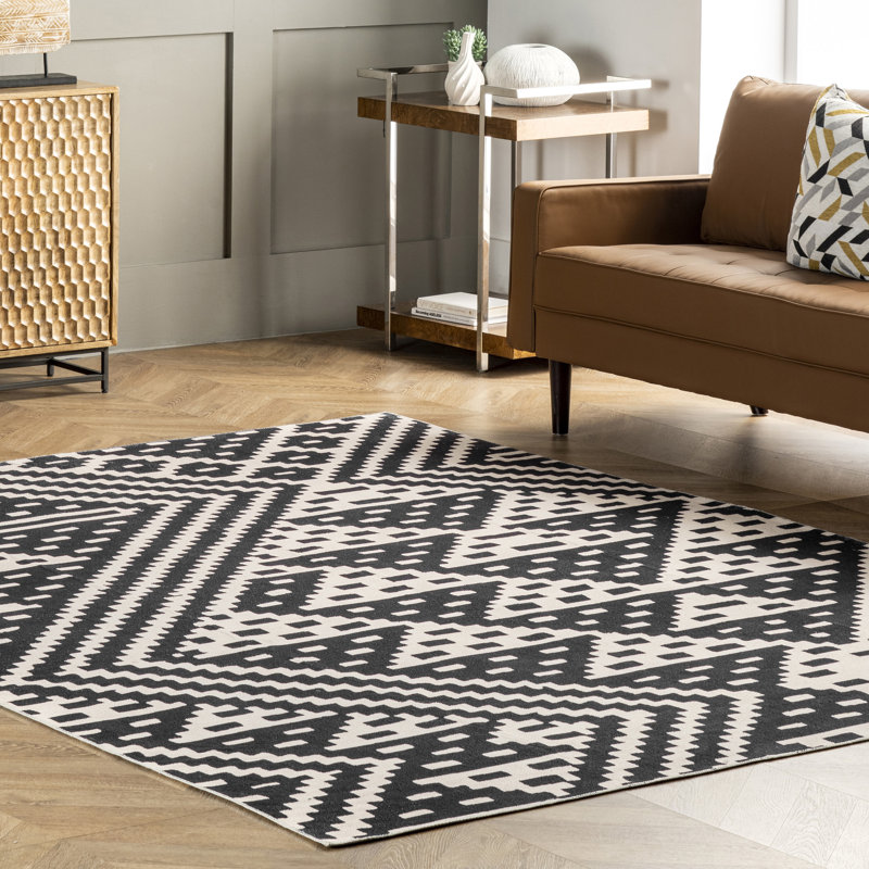 Tapis noir lavable à la machine, Rectangle 5 pi x 8 pi