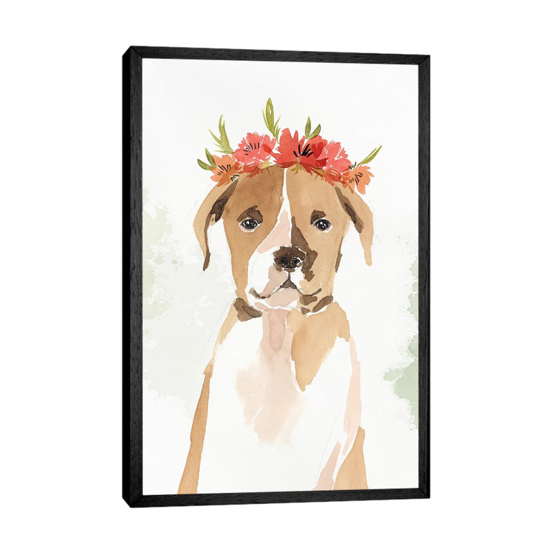 Puppy II by Isabelle Z - Painting on Canvas, 66.04 cm H x 45.72 cm W, Black Framed