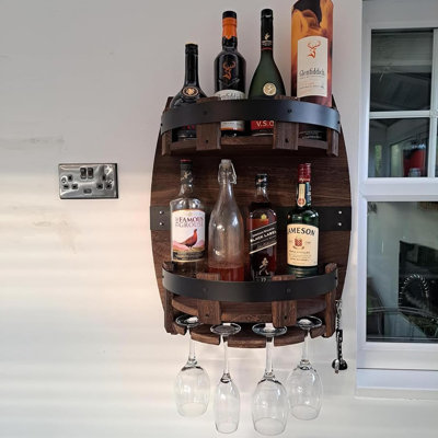 Solid Wood Wall Mounted Wine Bottle Rack Brown