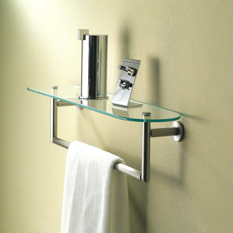 Sine 18" Shelf with Towel Bar, Satin Nickel