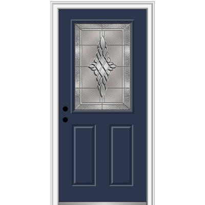Porte d'entrée pré-suspendue en fibre de verre 1/2 panneau 2 panneaux Grace Grace
