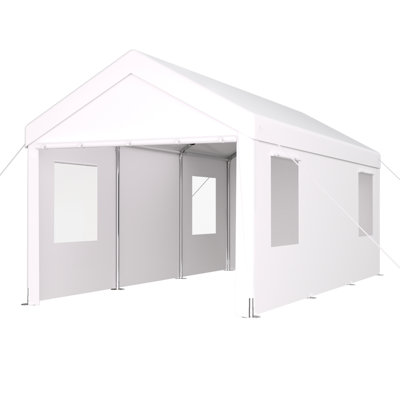 12' X 20' Heavy Duty Portable Garage Carport. Strong Galvanized Steel Frame, 2 Doors, 4 Vent Windows. Tear Pe Canopy, Easy Installation For Vehicles, Boats, Tools Simple Outdoor Gear