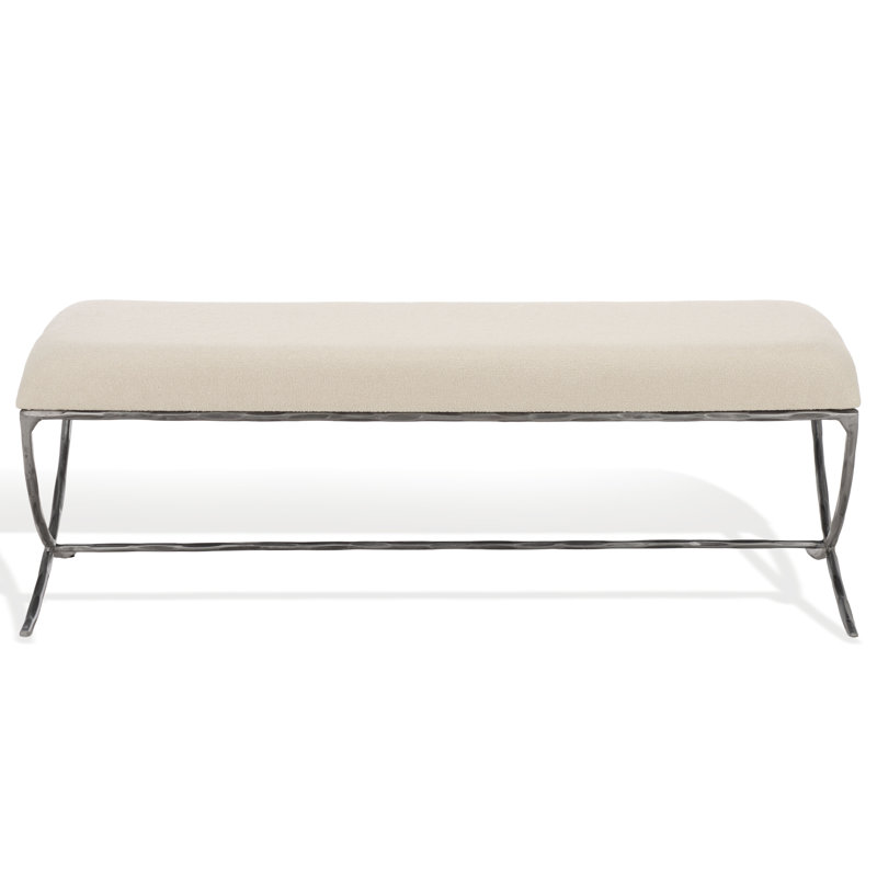 Janeen Boucle And Metal Bench, Black, Ivory