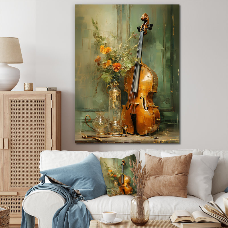 Basson beauté opulente olive sur toile, Toile tendue, H 32 po x l 16 po