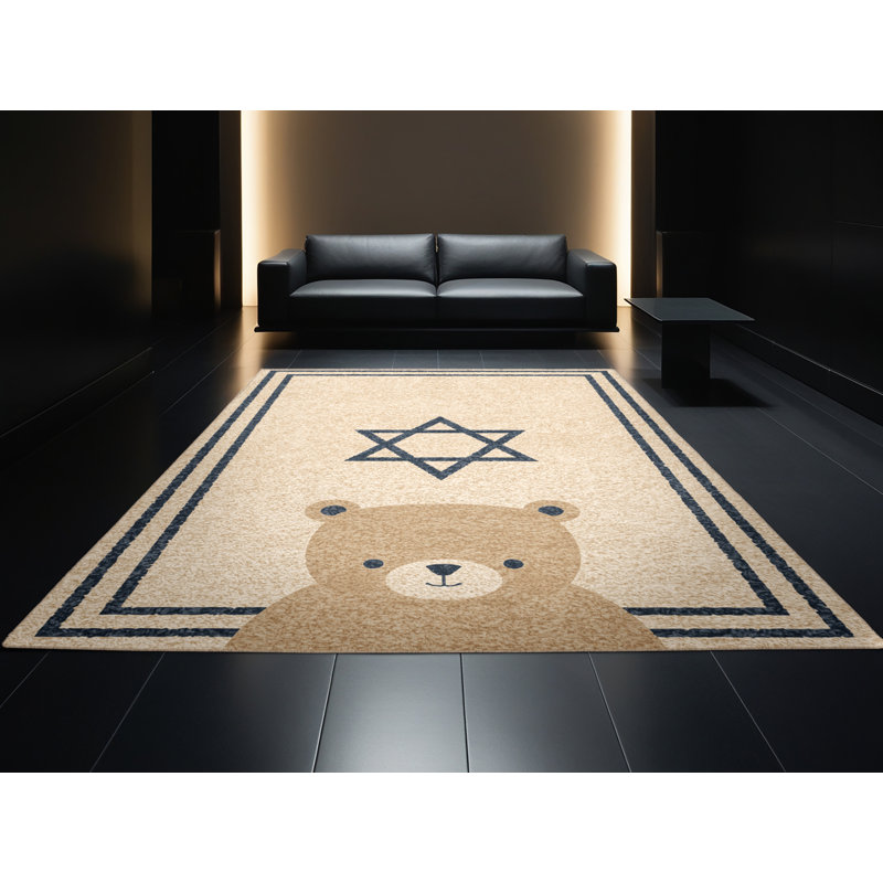 Machine Washable Ritner Hanukkah Modern & Contemporary Abstract Rug in Beige – Beige Binding, 4x6
