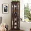 Armoire décorative lumineuse avec portes en verre et tablettes réglables