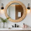 Miroir mural rond en corde tissé à la main de style rustique, idéal pour le salon, la chambre à coucher et la salle de bain-1264106401