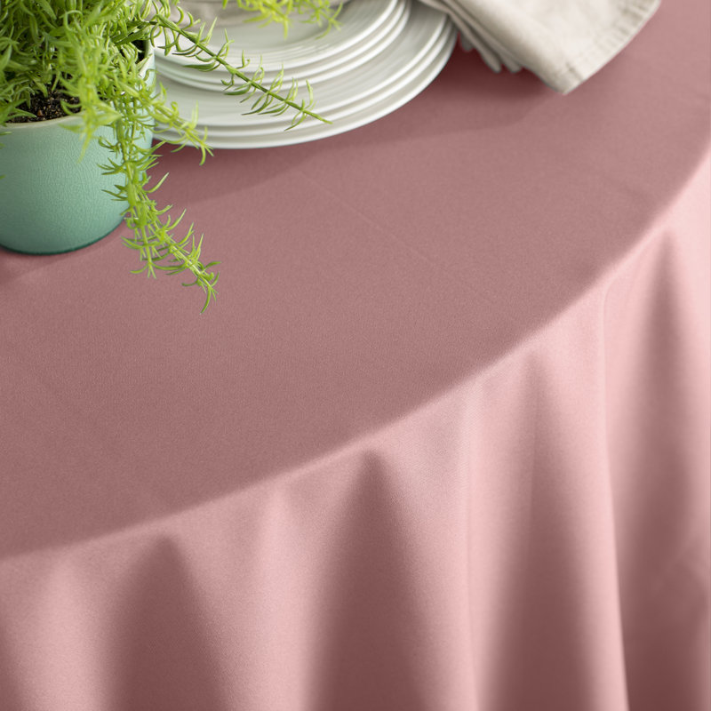 Rectangular Stain-Resistant Polyester Tablecloth - Basics by Wayfair™, Dusty Rose, 132" x 90"
