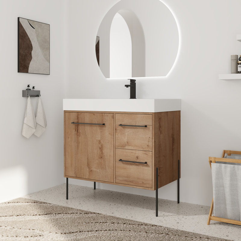 Meuble-lavabo simple 36 po avec plateau en résine Verath, 36''