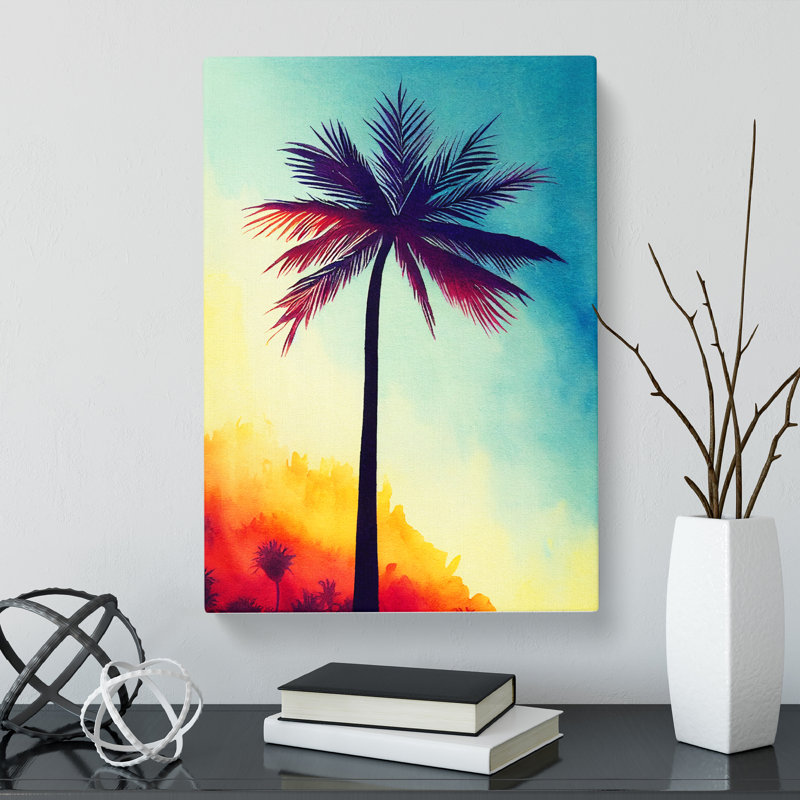 Watercolour Palm Tree Vol.3 - Wrapped Canvas, 60cm H x 40cm W x 3cm D