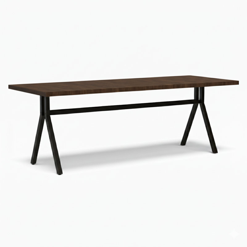 Strut Café Dining Height, Dark Brown Wood, Black, 30"H x 84"L x 36"W