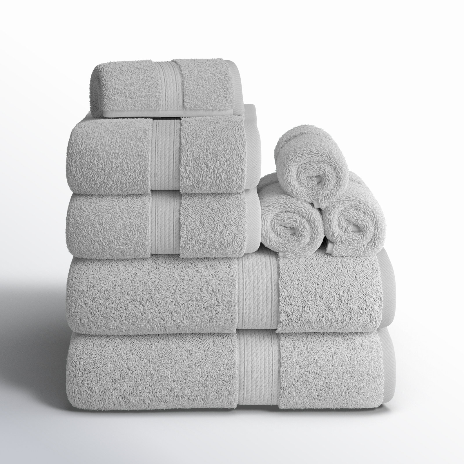 Renata 8-Piece Egyptian Cotton Towel Set, Silver