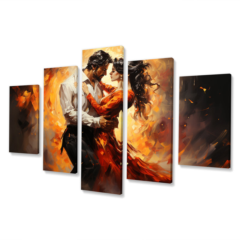Red Salsa Fiesta Passion - art mural de danse multipanel pour le salon