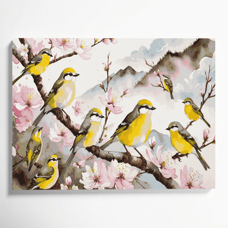 Oiseaux japonais, H 16 po x l 20 po