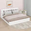 Très grand lit plateforme tapissier, lit plateforme en tissu molletonné avec tête de lit moelleuse-1057594340