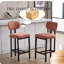 Ensemble de 2 tabourets de bar confortables et modernes en tissu avec pieds en métal noir, comptoir de 26 po pour îlot de cuisine-1014491406