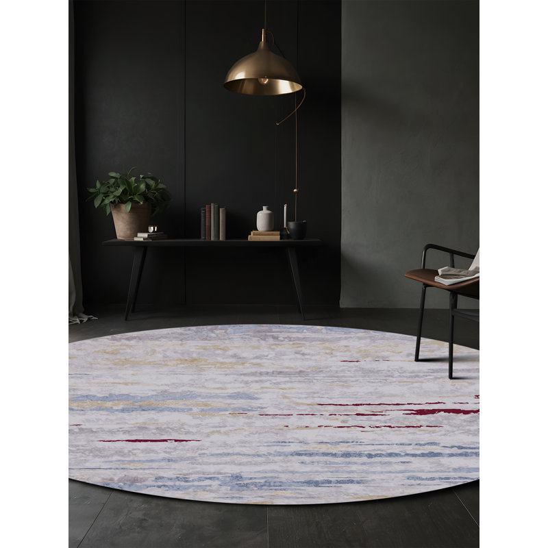 Machine Washable White Area Rug, Round 6'
