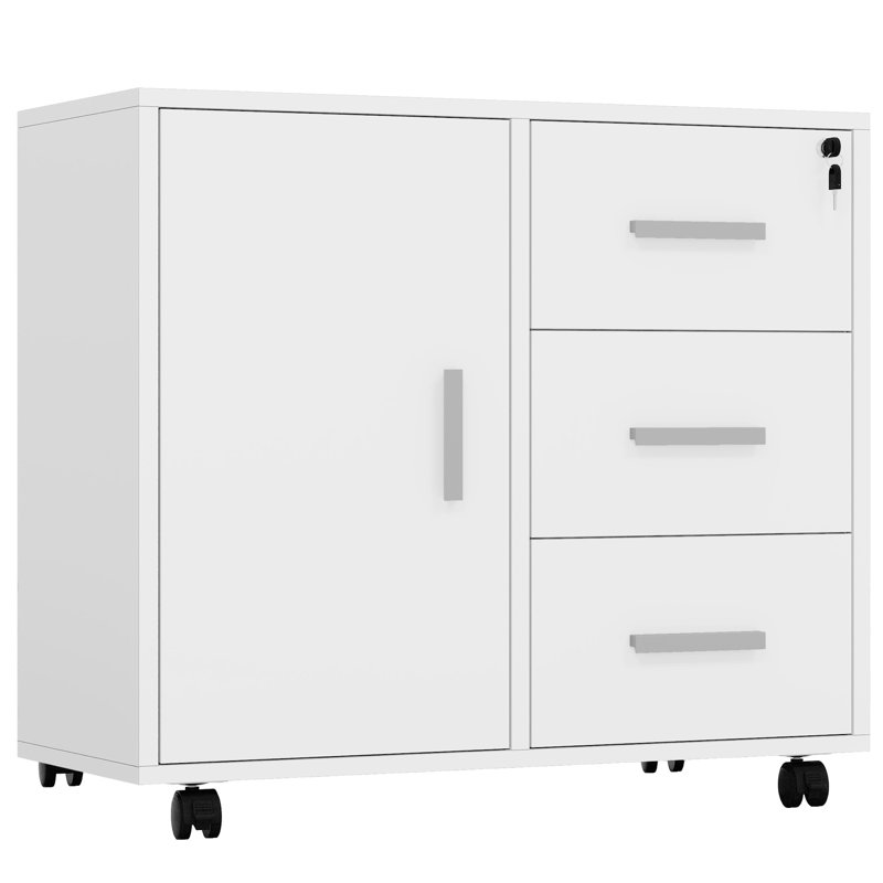 60cm Wide 3 -Drawer Mobile File Cabinet, White